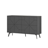 madia 4 ante dune colore antracite, design lineare per uno stile contemporaneo ed elegante