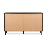 madia monza 51c 3 ante 4 cassetti in nero con listelli rovere effetto cannettato, finitura opaca o effetto legno per ogni tipo di arredamento