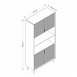 credenza alta kale con 4 ante effetto cannettato e 2 nicchie a giorno colore cashmere, credenza ideale per aggiungere stile e ordine alla casa