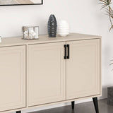 madia prime con 4 ante colore cashmere con maniglie e piedini neri, madia moderna per contenere stoviglie, tovaglie e oggetti decorativi