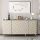 madia jana con 4 ante in cashmere con intagli maniglie e piedini oro, credenza in legno con ante battenti e spazio interno capiente