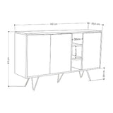madia clara con struttura cashmere 3 ante rovere e nicchie a giorno 142x35,6x83h, madia moderna per contenere stoviglie, tovaglie e oggetti decorativi