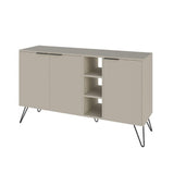 madia clara 3 ante cashmere e nicchie a giorno 142x35,6x83h, dettaglio delle maniglie e finitura del materiale