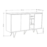 madia clara 3 ante cashmere e nicchie a giorno 142x35,6x83h, madia moderna per contenere stoviglie, tovaglie e oggetti decorativi