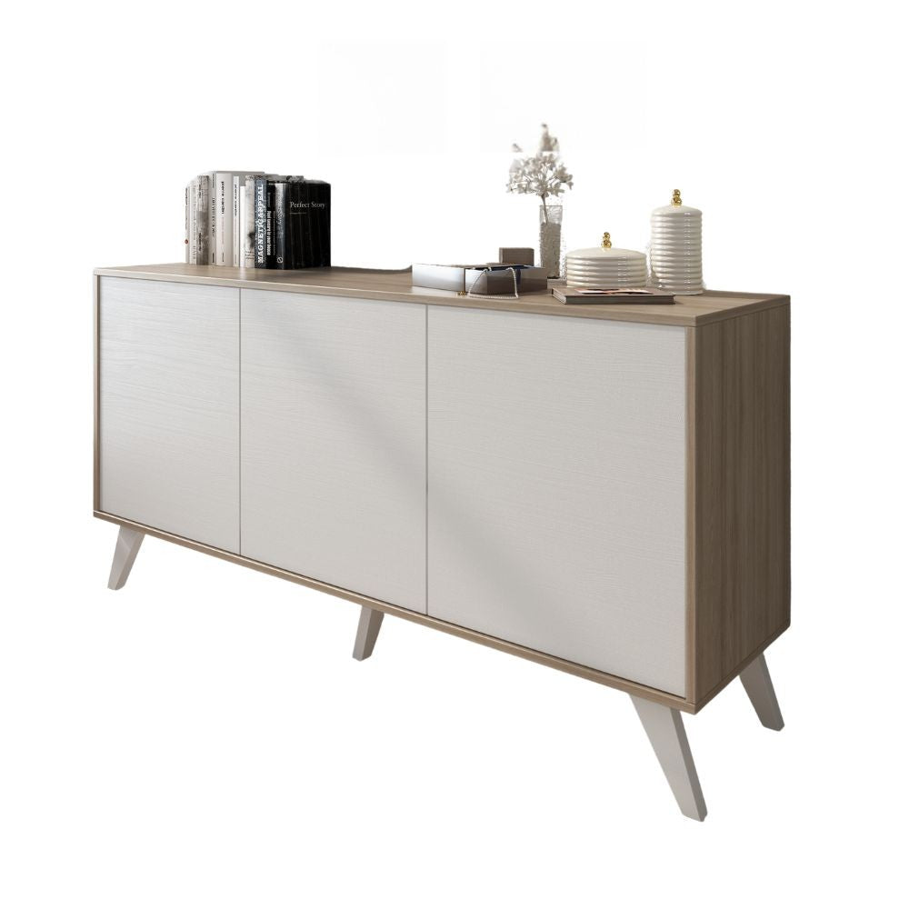 madia nimes con 3 ante colore bianco rustica e struttura in olmo almeria, vista ambientata in soggiorno, sala da pranzo o ingresso