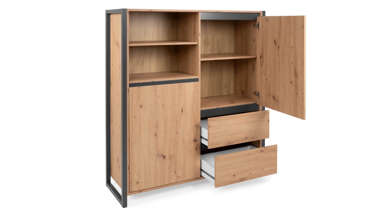 credenza alta denver 51 l120xp40xh140 quercia antracite, design lineare per uno stile contemporaneo ed elegante