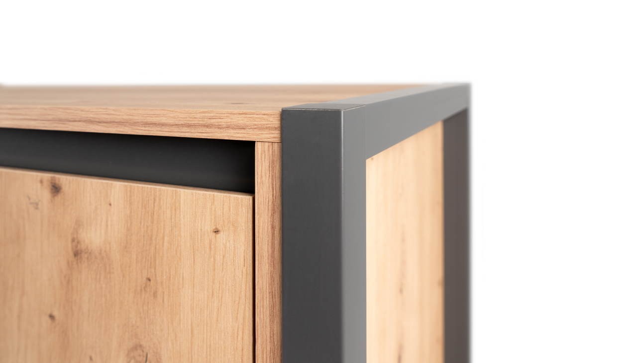 credenza alta denver 51 l120xp40xh140 quercia antracite, finitura opaca o effetto legno per ogni tipo di arredamento