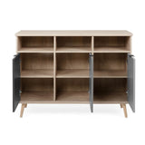 credenza epik 51 rovere antracite grigio 3 ante 120x40x88,3, dettaglio delle maniglie e finitura del materiale