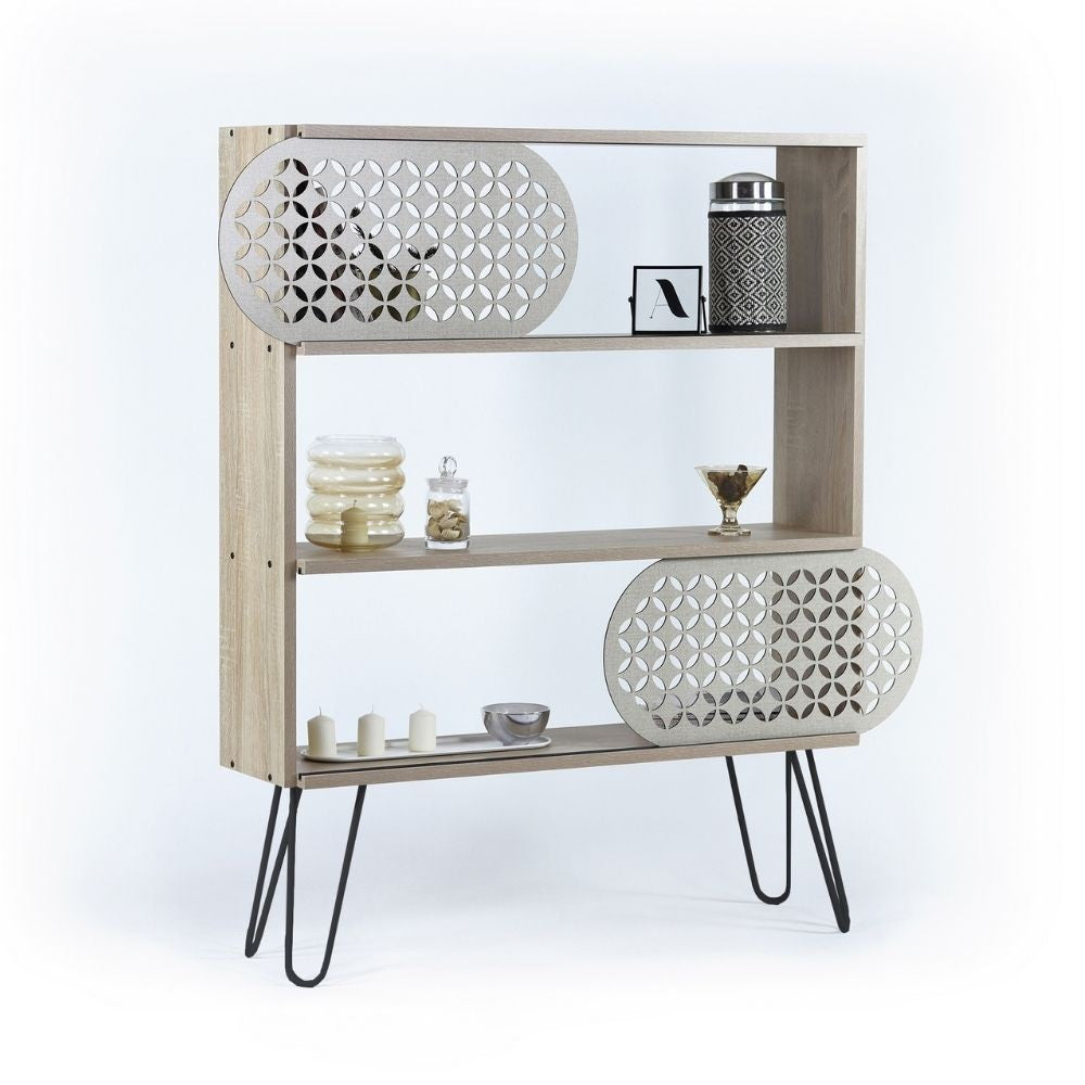 libreria 3 ripiani illia rovere nero 94x25x117 mt1905121, credenza in legno con ante battenti e spazio interno capiente