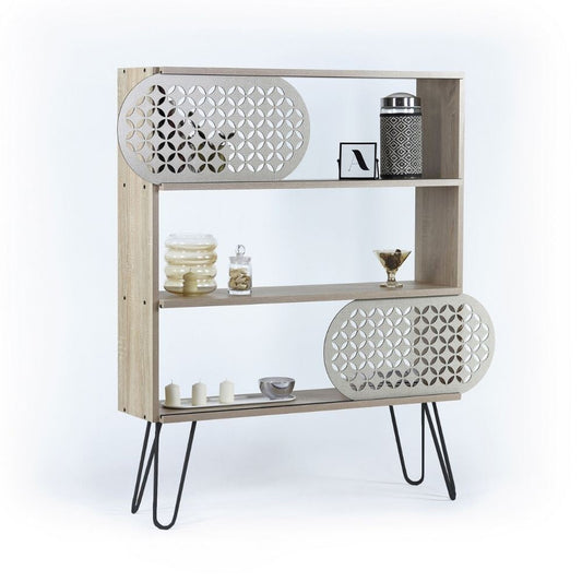 libreria 3 ripiani illia rovere nero 94x25x117 mt1905121, credenza in legno con ante battenti e spazio interno capiente