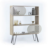 libreria 3 ripiani illia rovere nero 94x25x117 mt1905121, credenza in legno con ante battenti e spazio interno capiente