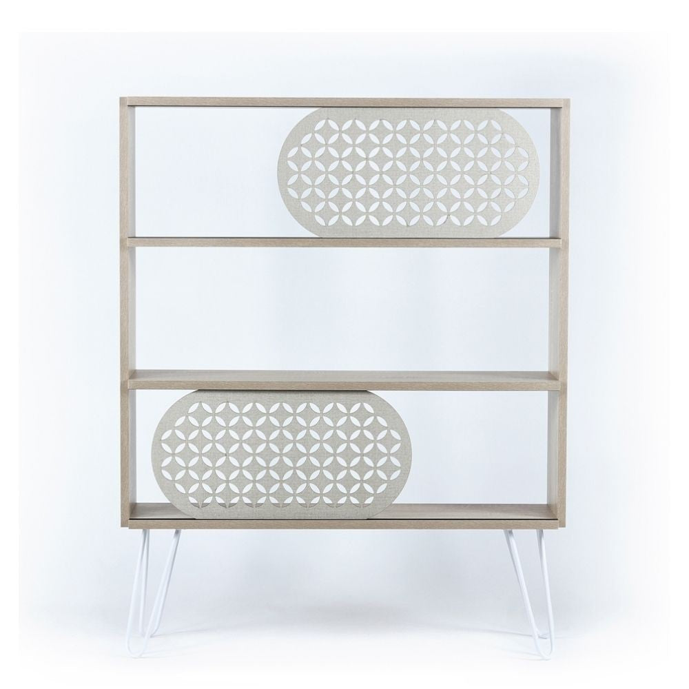 libreria 3 ripiani illia rovere nero 94x25x117 mt1905121, dettaglio delle maniglie e finitura del materiale