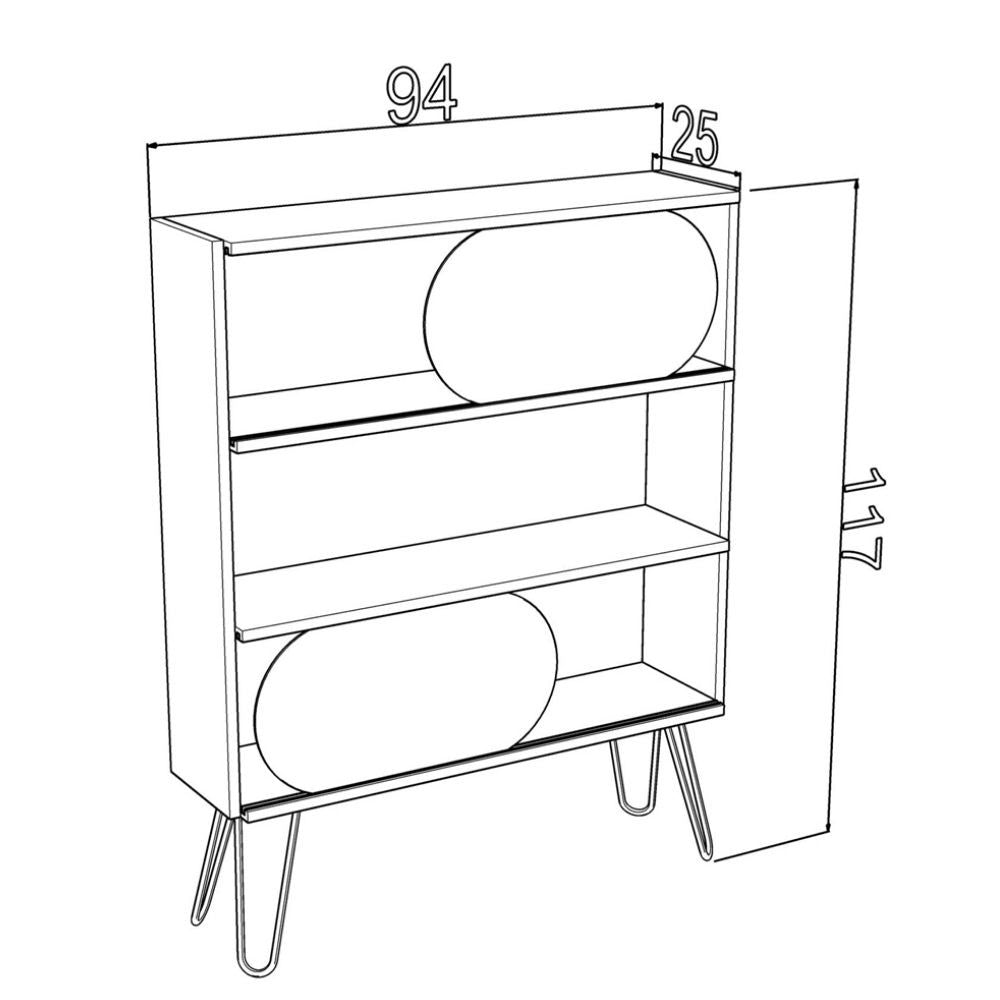 libreria 3 ripiani illia rovere nero 94x25x117 mt1905121, perfetta per arredare con funzionalità ambienti living e cucina