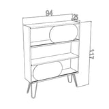 libreria 3 ripiani illia noce nero 94x25x117 mt190511, design lineare per uno stile contemporaneo ed elegante