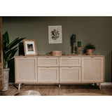 madia bali 51b 4 ante e due cassetti effetto vimini, vista ambientata in soggiorno, sala da pranzo o ingresso