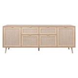 madia bali 51b 4 ante e due cassetti effetto vimini, madia moderna per contenere stoviglie, tovaglie e oggetti decorativi