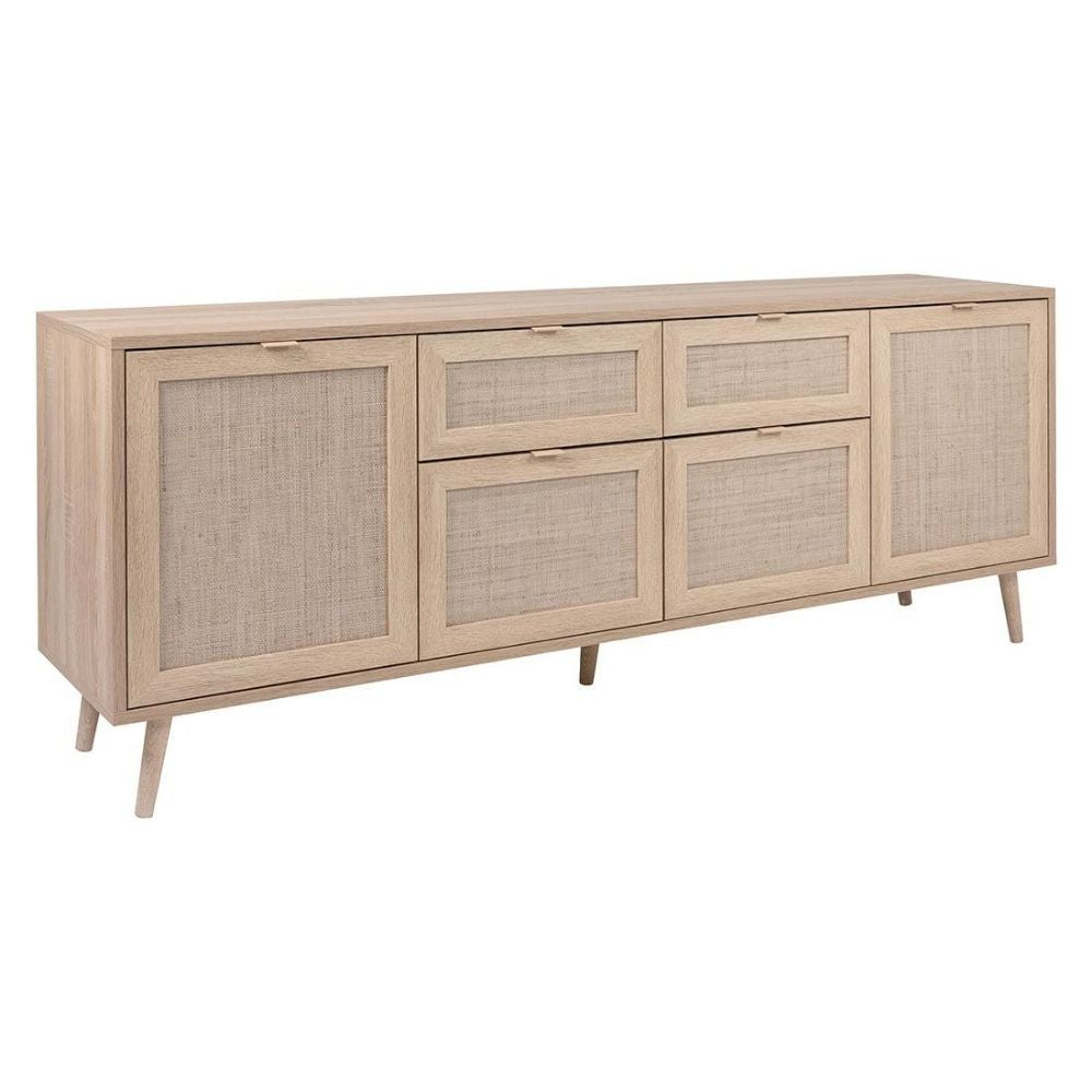 madia bali 51b 4 ante e due cassetti effetto vimini, perfetta per arredare con funzionalità ambienti living e cucina