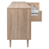 madia bali 51b 4 ante e due cassetti effetto vimini, mobile contenitore versatile con cassetti o ripiani interni