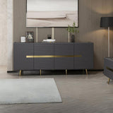 madia jose 4 ante antracite con particolari oro 180x47x75h, dettaglio delle maniglie e finitura del materiale