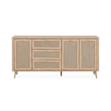 madia kuta51a rovere sonoma 3 cassetti e 3 ante effetto rafia, madia moderna per contenere stoviglie, tovaglie e oggetti decorativi