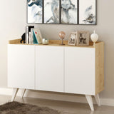 madia cok 3 ante rovere e bianco 120, credenza in legno con ante battenti e spazio interno capiente