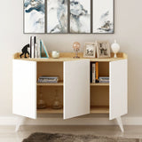 madia cok 3 ante rovere e bianco 120, vista ambientata in soggiorno, sala da pranzo o ingresso