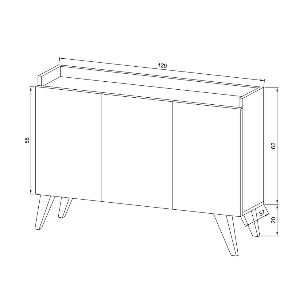 madia cok 3 ante rovere e bianco 120, perfetta per arredare con funzionalità ambienti living e cucina