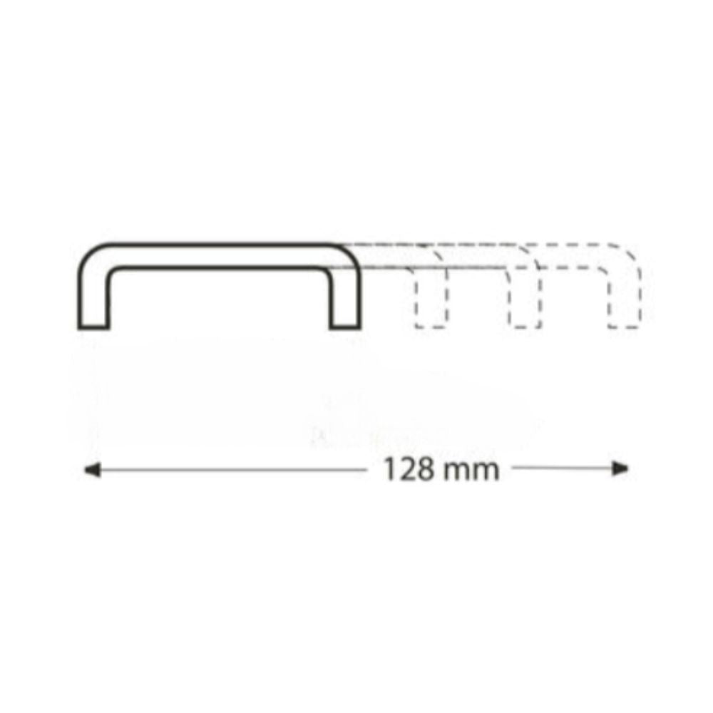 maniglia per armadio gsg120 in alluminio finitura cromata, vista laterale della maniglia con viti di fissaggio
