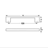 maniglia isil 128 mm colore nero, dettaglio della finitura e forma della maniglia