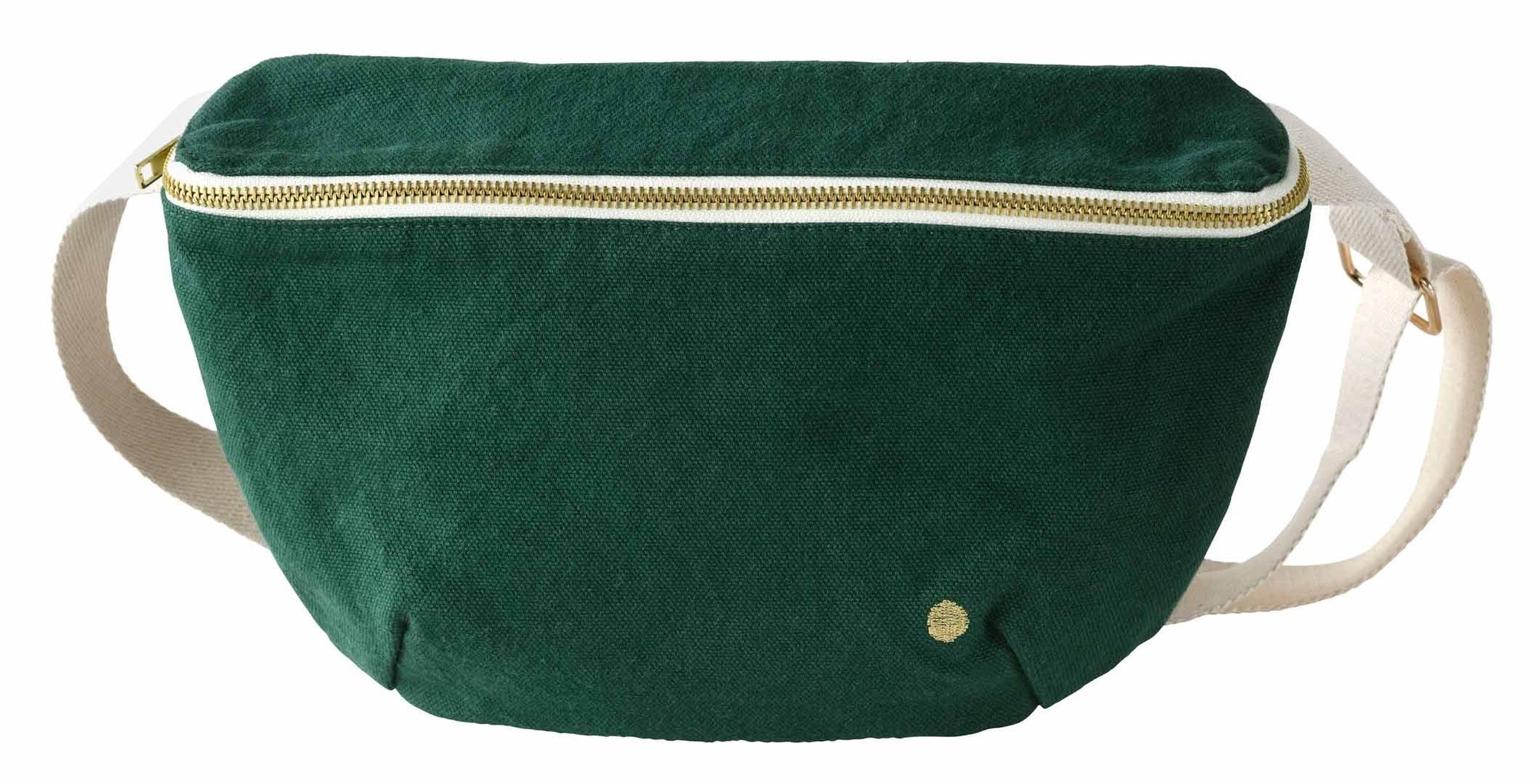 marsupio iona nori, colore nori, taglia 19 x 28. vista frontale del marsupio in tessuto naturale su fondo neutro