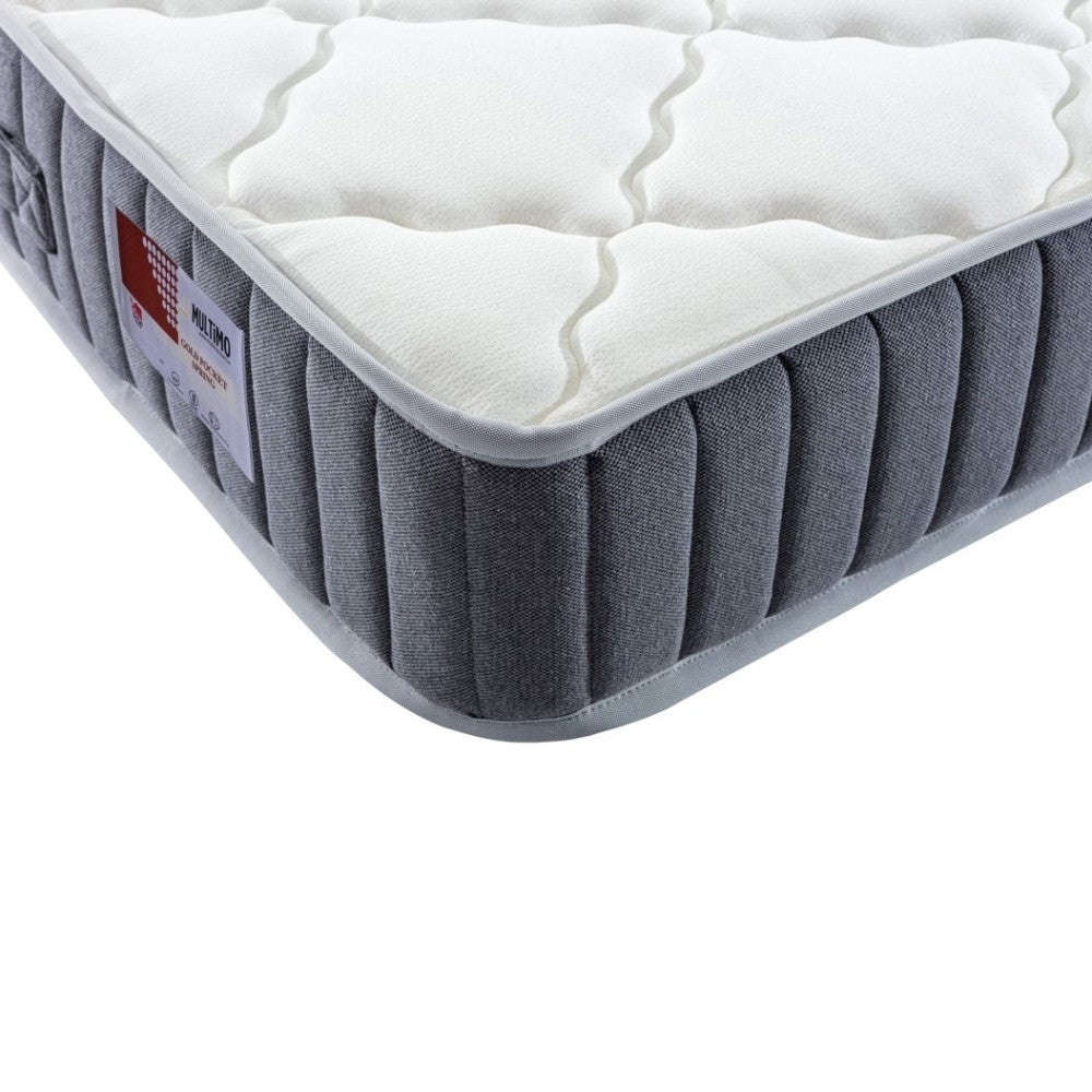 materasso una piazza e mezza gold 150x200x18 cm tessuto antibatterico, vista laterale per mostrare spessore e struttura