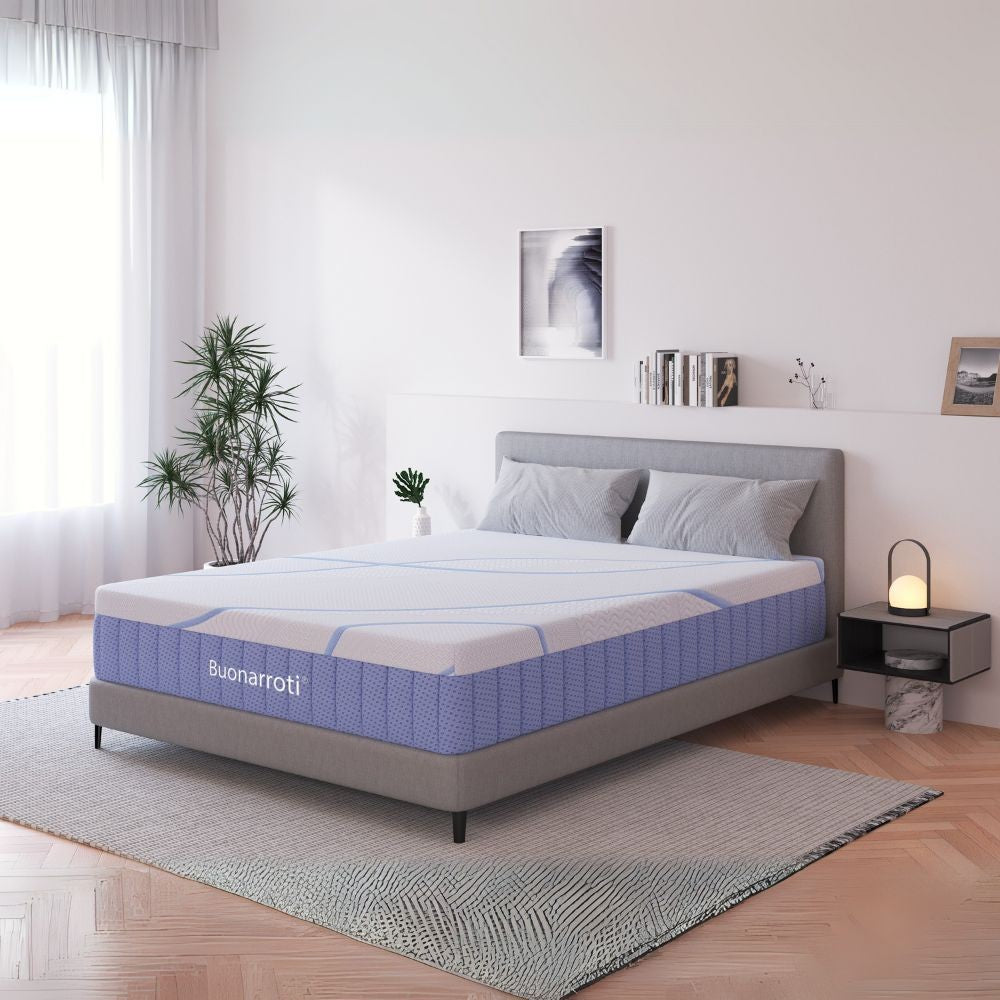 materasso matrimoniale pergamo con molle insacchettate e tessuto poliestere antiscivolo 160x190xh30 cm., dettaglio del rivestimento anallergico e traspirante