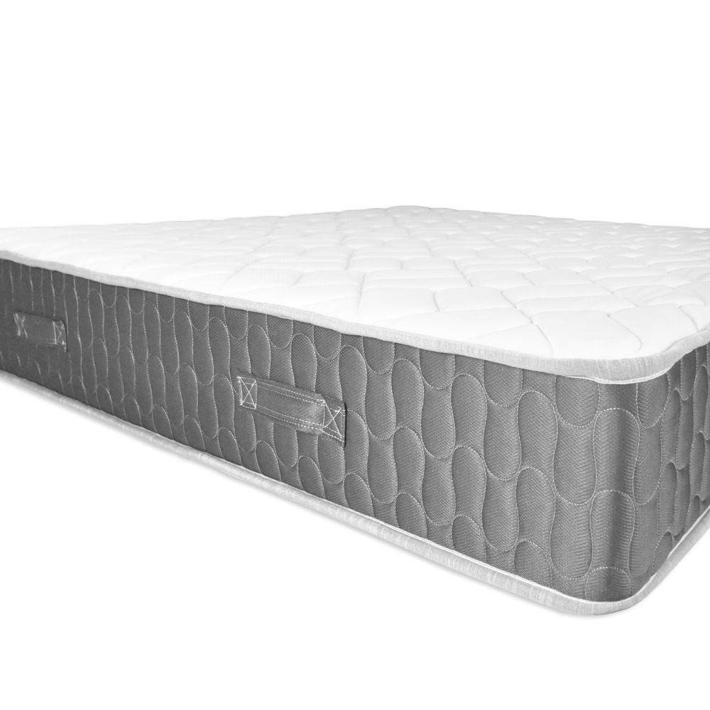 materasso matrimoniale palladio con bordo grigio 160x190x25 h cm. in schiuma poliuretanica e memory non sfoderabile, dettaglio del rivestimento anallergico e traspirante