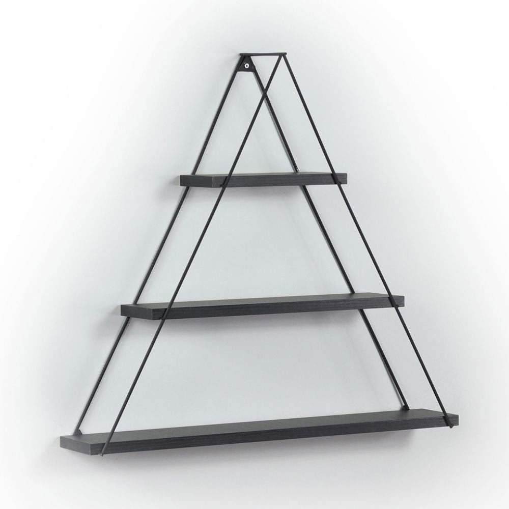 mensola triangolare moset 3 ripiani nero mt191005, scaffale verticale con ripiani aperti per massima funzionalità