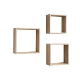 set 3 mensole da parete shelvy cub forma cubo colore sonoma, scaffale verticale con ripiani aperti per massima funzionalità