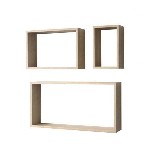 set 3 mensole da parete shelvy rec forma rettangolare colore rovere sonoma, mensola a muro per libri, oggetti decorativi o piante