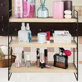 scaffale hobby 3 ripiani 40x13x40 nero asz1571, vista ambientata in soggiorno, cucina o bagno