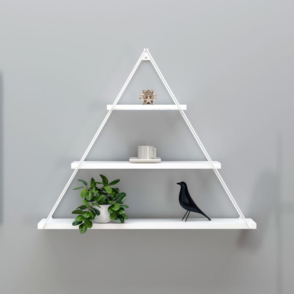 mensola triangolare 3 ripiani moset bianco totale mt191006, scaffale verticale con ripiani aperti per massima funzionalità