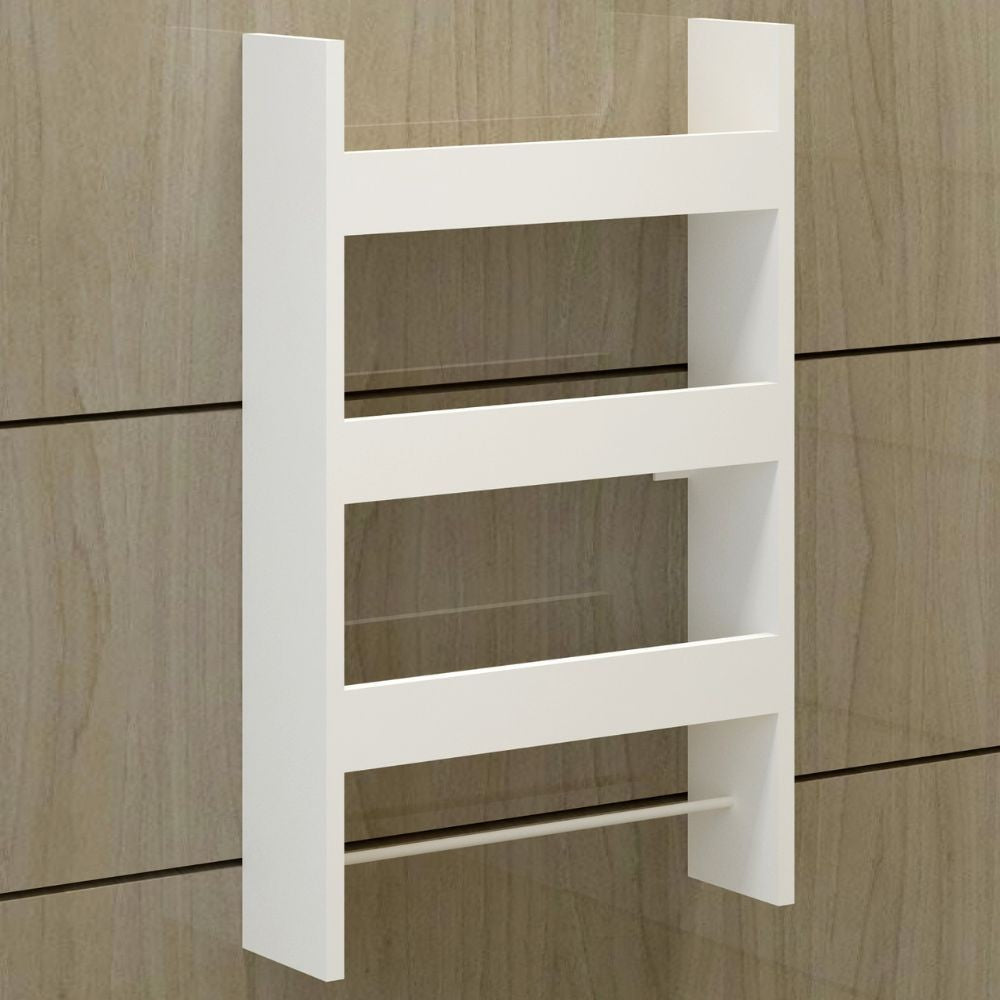 mensola da parete alisa 3 ripiani bianca, vista ambientata in soggiorno, cucina o bagno