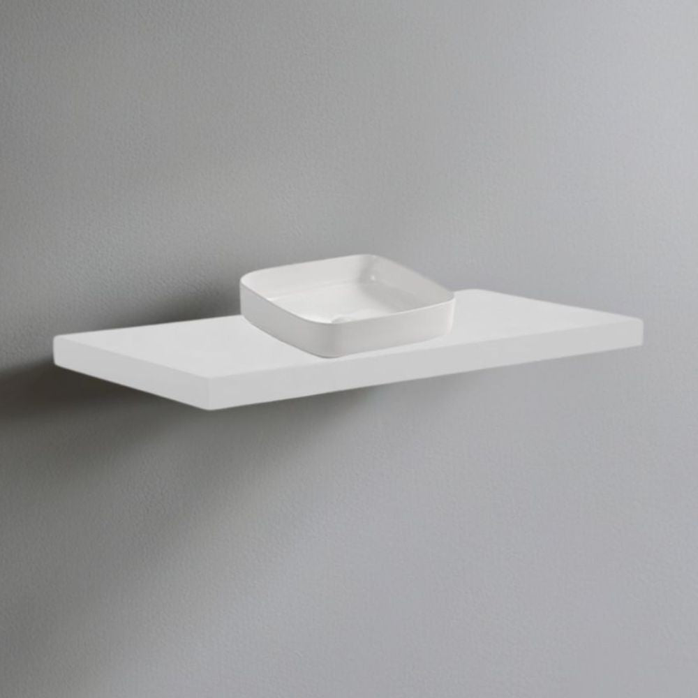 mensolone da bagno 120x47 con lavabo da appoggio colore bianco, mobile bagno moderno con lavabo integrato