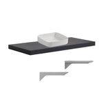 mensolone da bagno 120x47 con lavabo da appoggio colore antracite, dettaglio delle ante e finiture resistenti all’umidità