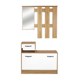 mobile ingresso rudolf xl bianco effetto lucido e rovere con maniglie nere, perfetto per accogliere con stile all’ingresso di casa