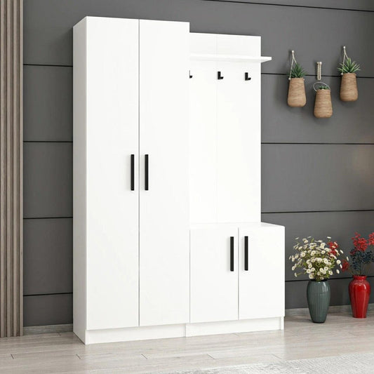 armadio ingresso dante con appendiabito colore bianco, mobile ingresso con appendiabiti e specchio