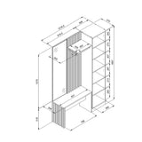 mobile ingresso medan 42b cannettato con 2 ante e panca colore quercia e antracite, ambientazione d’arredo con il prodotto protagonista