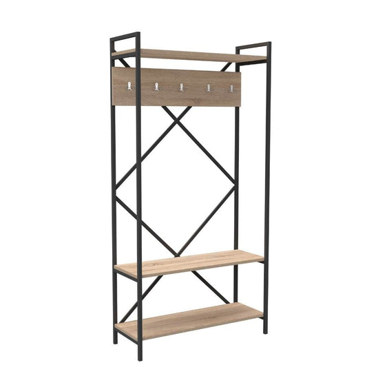 scaffale ingresso appendiabiti kety metallo antracite, mobile ingresso con appendiabiti e specchio