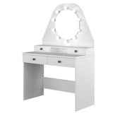 toeletta da trucco con specchio a luci a led con doppio ripiano e 4 cassetti bianco, mobile versatile per riporre scarpe, accessori e oggetti vari