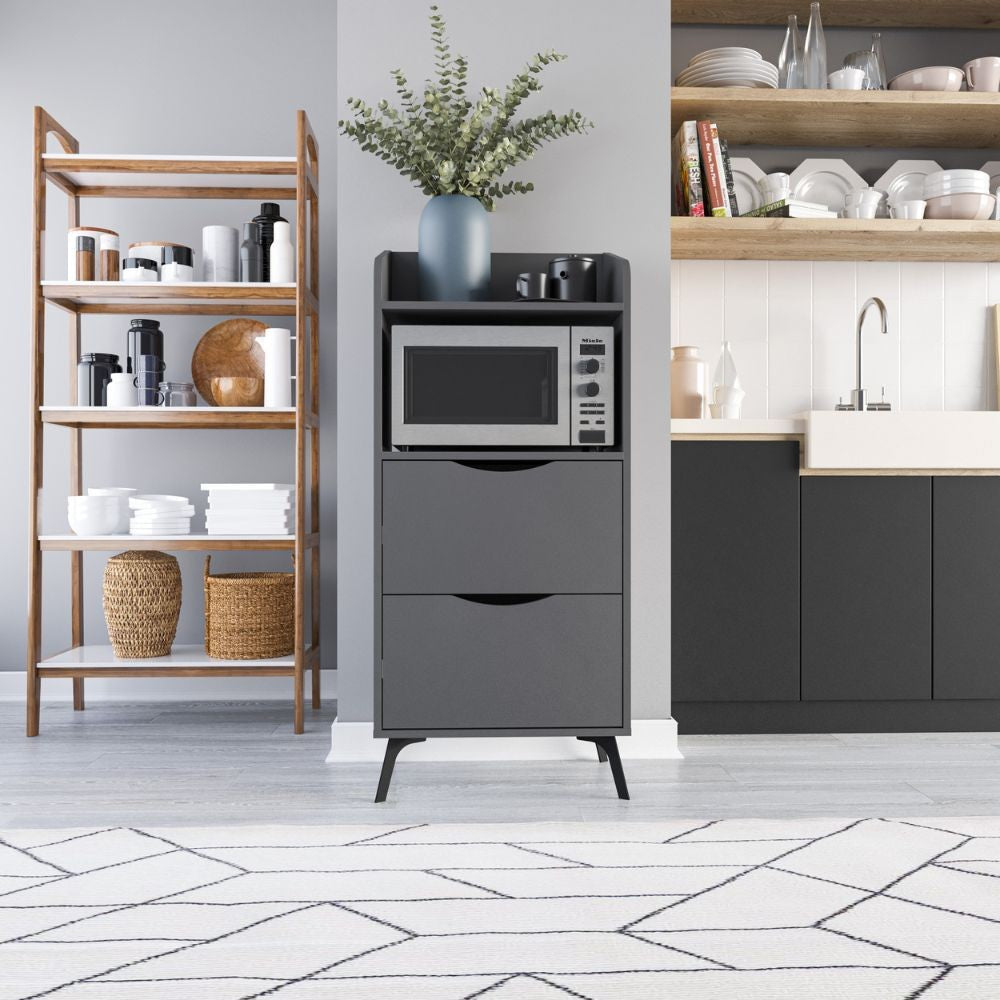 mobile multiuso gorki con cassetti e ripiano antracite, mobile multiuso compatto per lavanderia, cucina o ingresso