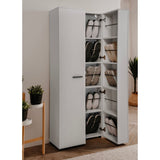 scarpiera lugo 02a con 2 ante e 5 scomparti colore bianco, vista ambientata in corridoio o zona servizio