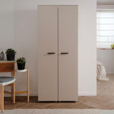 scarpiera lugo 02a con 2 ante e 5 scomparti colore cashmere, mobile multiuso compatto per lavanderia, cucina o ingresso