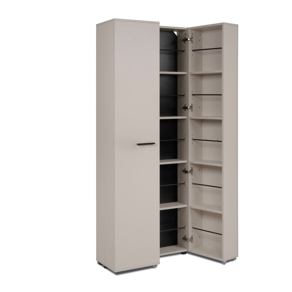 scarpiera lugo 02a con 2 ante e 5 scomparti colore cashmere, ripiani regolabili per adattarsi a ogni esigenza